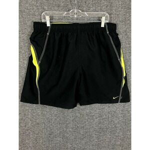 Y2K Nike Swim Trunks Men Size XL Black Neon Green Mesh Lined Bathing Suit Shorts